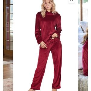 Luxurious Velvet Pajama Set in Rich Burgundy - Pajamagram Tempted Touch